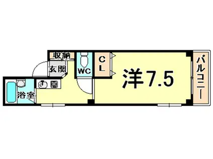 竹下ハイツ(1K/3階)の間取り写真