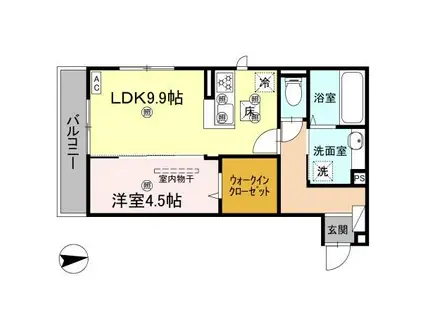 プランドール桜木(1LDK/1階)の間取り写真