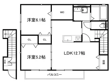 アムール京都梅小路(2LDK/2階)の間取り写真