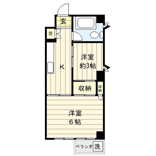 第一三京ビル(2K/4階)の間取り写真