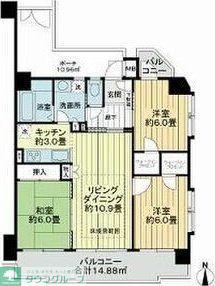 川口元郷サニーコート(3LDK/2階)の間取り写真