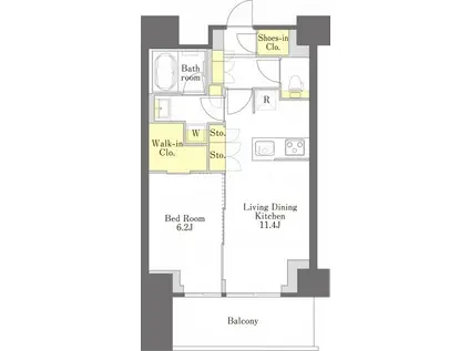 プライムメゾン江古田の杜イースト(1LDK/11階)の間取り写真