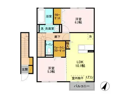 モンブラン(2LDK/2階)の間取り写真