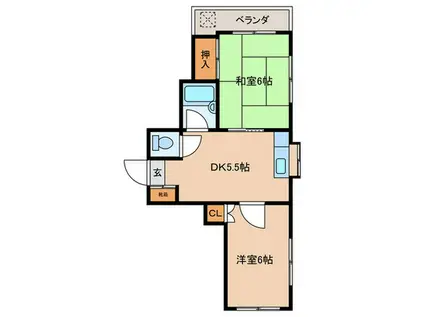 メゾンド池上(2DK/2階)の間取り写真