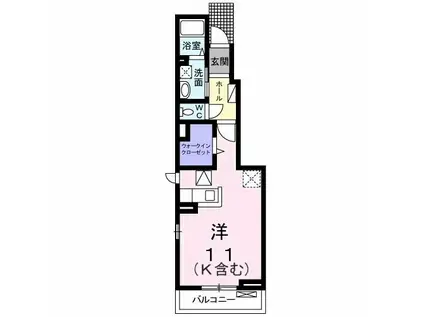 アルコバレーノ II(ワンルーム/1階)の間取り写真