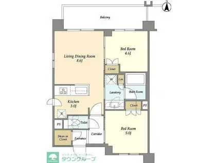 ラティエラ両国(2LDK/9階)の間取り写真