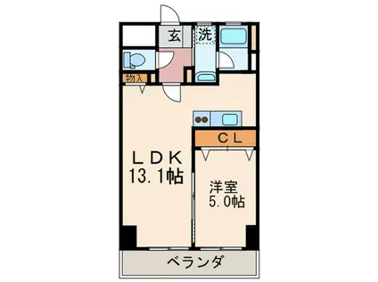 THE SQUARE・KOBAI PREMIUM(1LDK/7階)の間取り写真