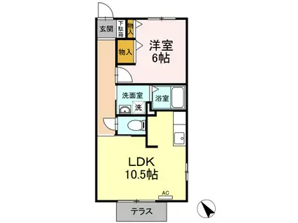 エスポワール栄(1LDK/1階)の間取り写真