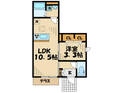 LOULOU MS(1LDK/3階)の間取り写真