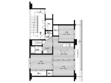 ビレッジハウス大柳 1号棟(3DK/5階)の間取り写真
