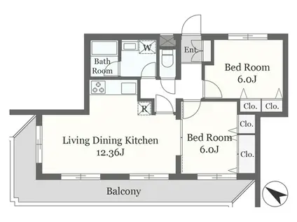 スペーシア駒沢(2LDK/3階)の間取り写真