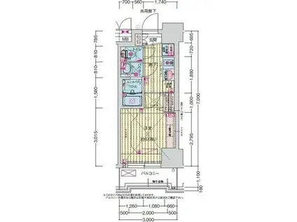 プレサンス高畑ルミア(1K/3階)の間取り写真