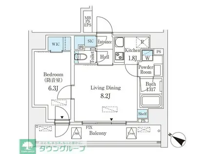 フィシオ飯田橋(1LDK/12階)の間取り写真