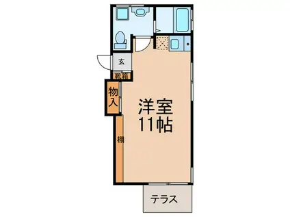 ガーデン・ヴィラ(ワンルーム/1階)の間取り写真