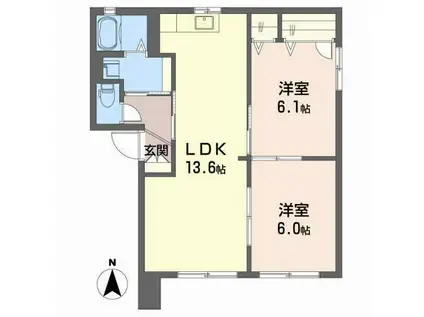 エクセルシエール竹島(2LDK/1階)の間取り写真