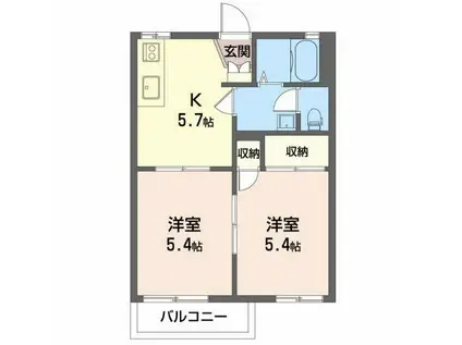 フレグランス上大沢A(2K/2階)の間取り写真