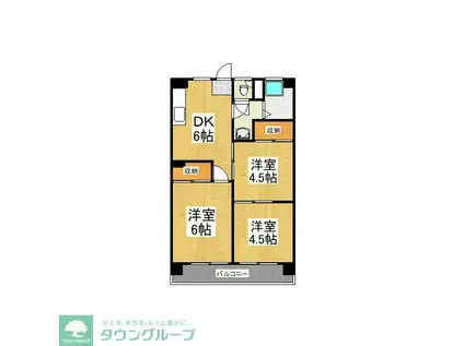 パティオ仲町(3DK/2階)の間取り写真