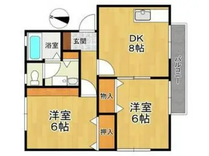 グランシャリオA棟(2DK/1階)の間取り写真