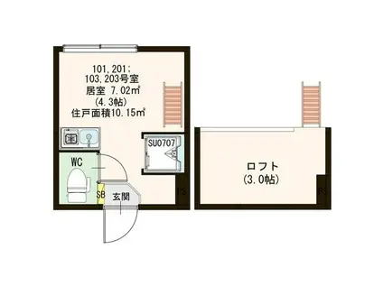 M´哲学堂公園(ワンルーム/1階)の間取り写真