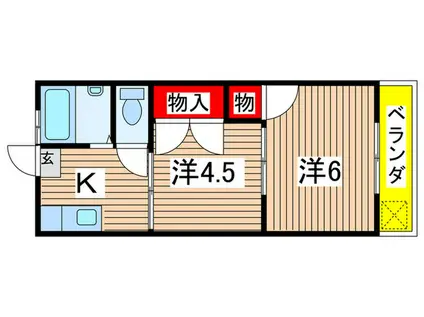 フレンズつくば(2K/2階)の間取り写真