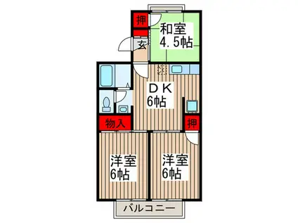 フラワ―ヒル(3DK/1階)の間取り写真