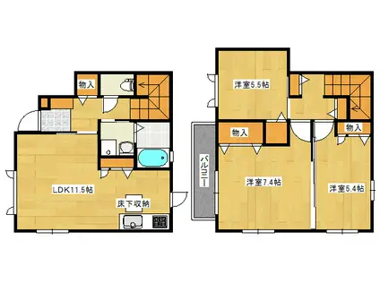 メゾン高須台(3LDK/1階)の間取り写真