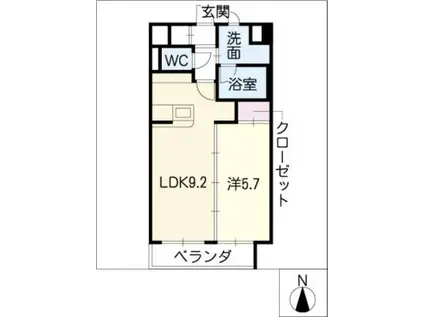 パークウエスト瑞穂(1LDK/4階)の間取り写真