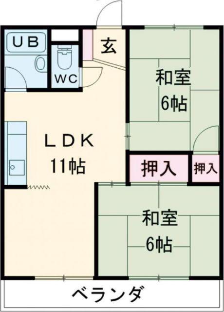 共生マンション(2LDK/3階)の間取り写真