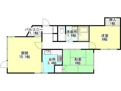 ヴァトンヒルズ宮の森(2LDK/1階)の間取り写真