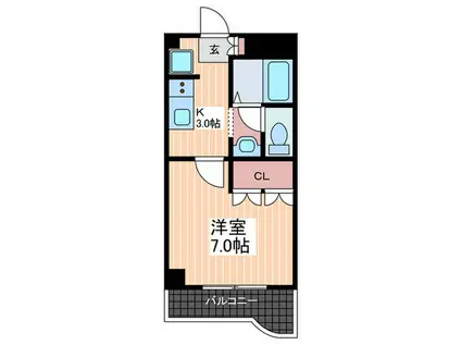 グレースクリア前空(1K/1階)の間取り写真