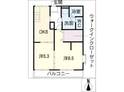 タウンホーム橋爪(2DK/1階)の間取り写真