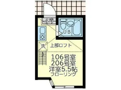 ユナイト境之谷プリンアラモード(ワンルーム/2階)の間取り写真