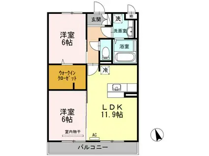 ブリエ ドゥ A棟(2LDK/3階)の間取り写真