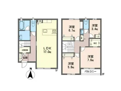 サンコーポラス成城2(4LDK/1階)の間取り写真