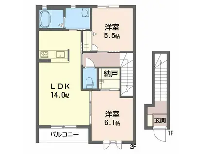 シャーメゾンアーク(2LDK/2階)の間取り写真