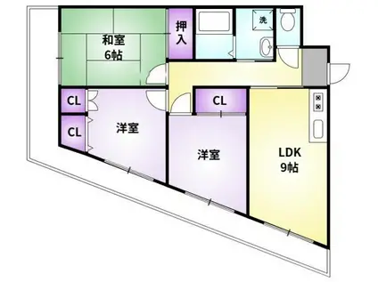 シャルム六ツ門(3DK/4階)の間取り写真