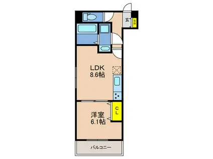 D-ROOM旗塚通(1LDK/3階)の間取り写真