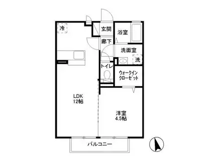 MヒルズI(1LDK/2階)の間取り写真
