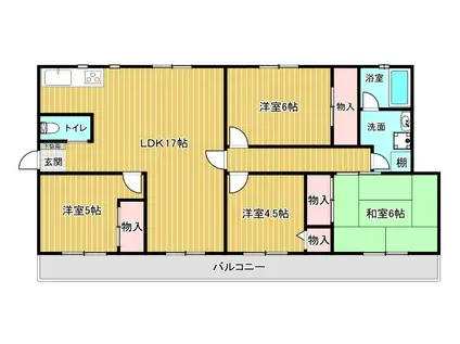 農住団地C棟(4LDK/3階)の間取り写真