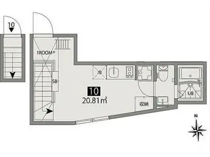 マツバテラス(ワンルーム/2階)の間取り写真