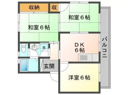 メゾンいちば A棟(3DK/2階)の間取り写真