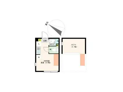 VALLATA平井(ワンルーム/2階)の間取り写真