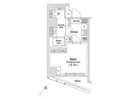 TRACK八丁堀(1K/8階)の間取り写真