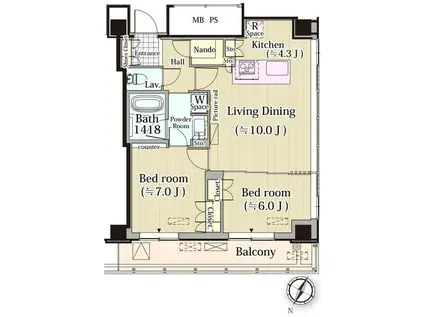 メルクマール京王笹塚レジデンス(2LDK/15階)の間取り写真