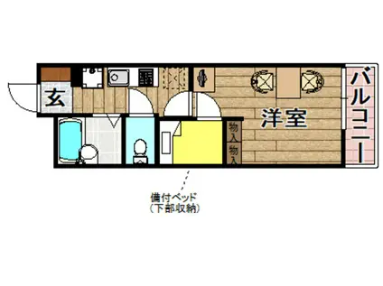 レオパレスミダスコート古曽部(1K/4階)の間取り写真