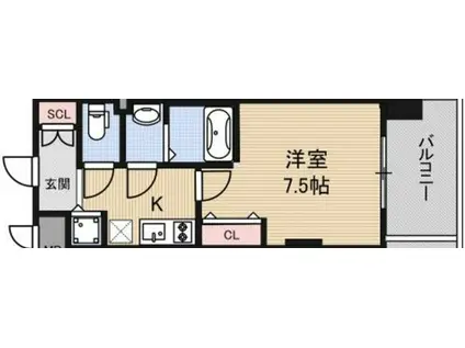 LUXE三国II(1K/2階)の間取り写真