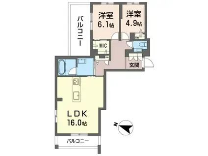 シャーメゾンステージ横濱白楽(2LDK/4階)の間取り写真