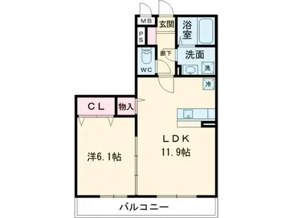 グランドソレーユ(1LDK/3階)の間取り写真