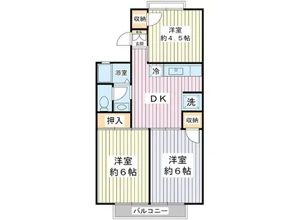 センターコート入船(3DK/1階)の間取り写真