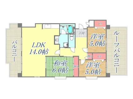 ジュエルコート甲子園口(3LDK/3階)の間取り写真